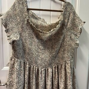 Cato Leopard Print Blouse - Black and Cream